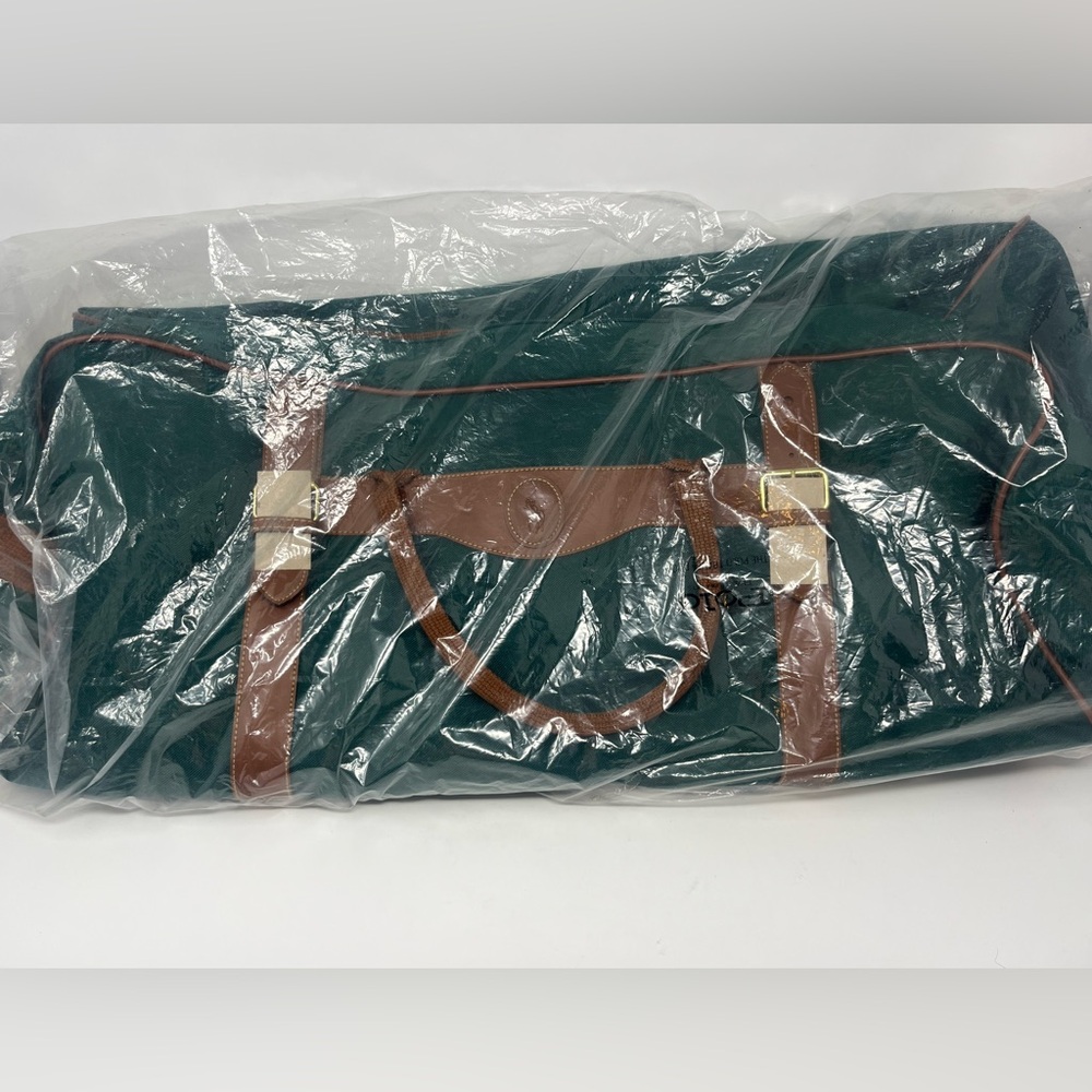Set-POLO RALPH LAUREN Rolling Duffel/Toiletry Bags Carry On Green Canvas VTG NEW - Picture 10 of 10